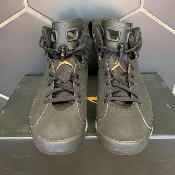 Used Air Jordan 6 DMP Gold Black Shoe Size 11.5 - Picture 3 of 7